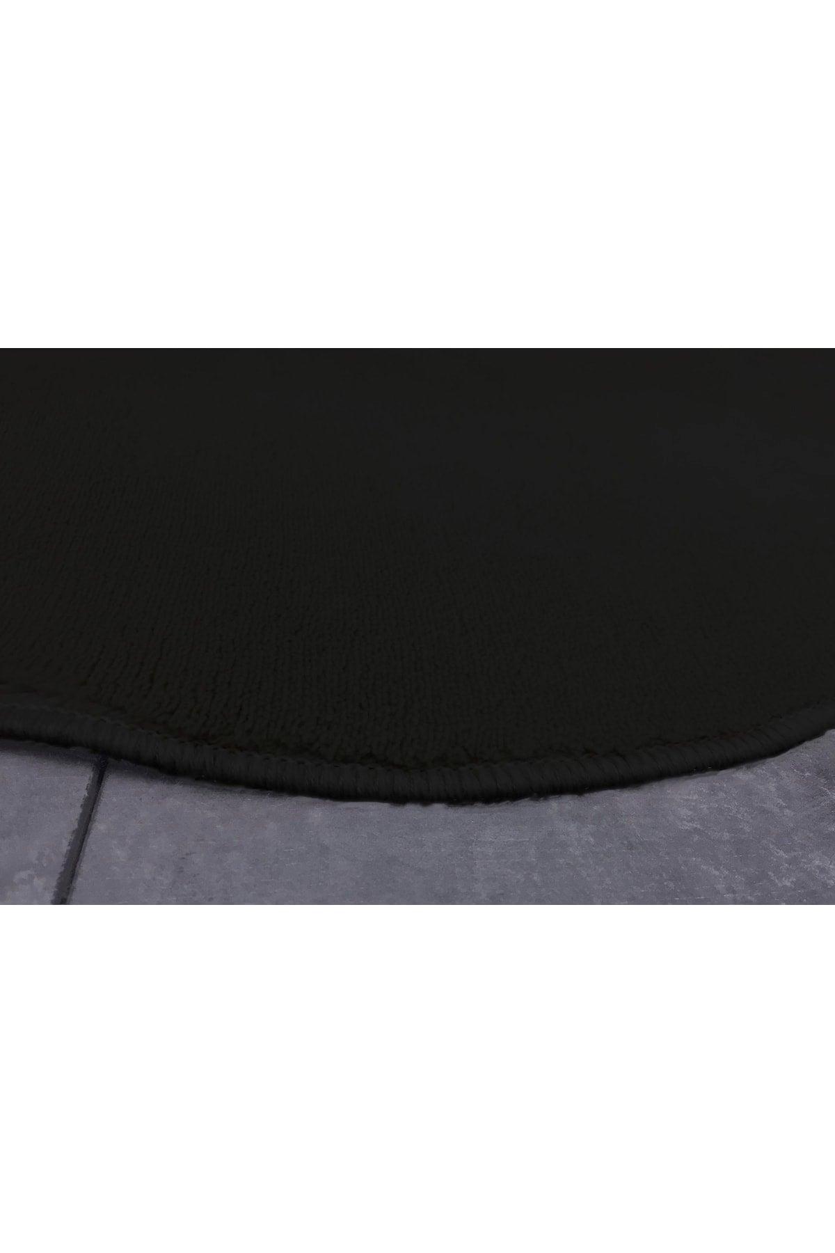 Anatolia 2-Piece Black 80x140 50x70 Cm Large Size Bath Mat Set Non-Slip Toilet Seat Set - Swordslife