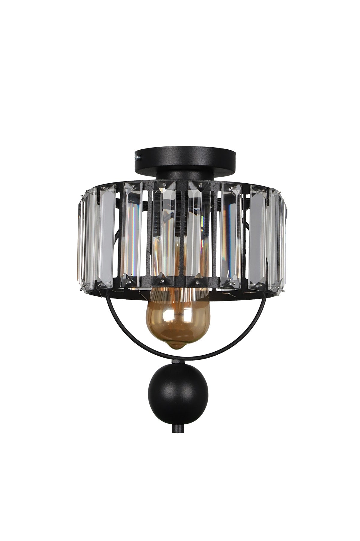 Gallon Single Lux Crystal Black Ceiling Mount Chandelier