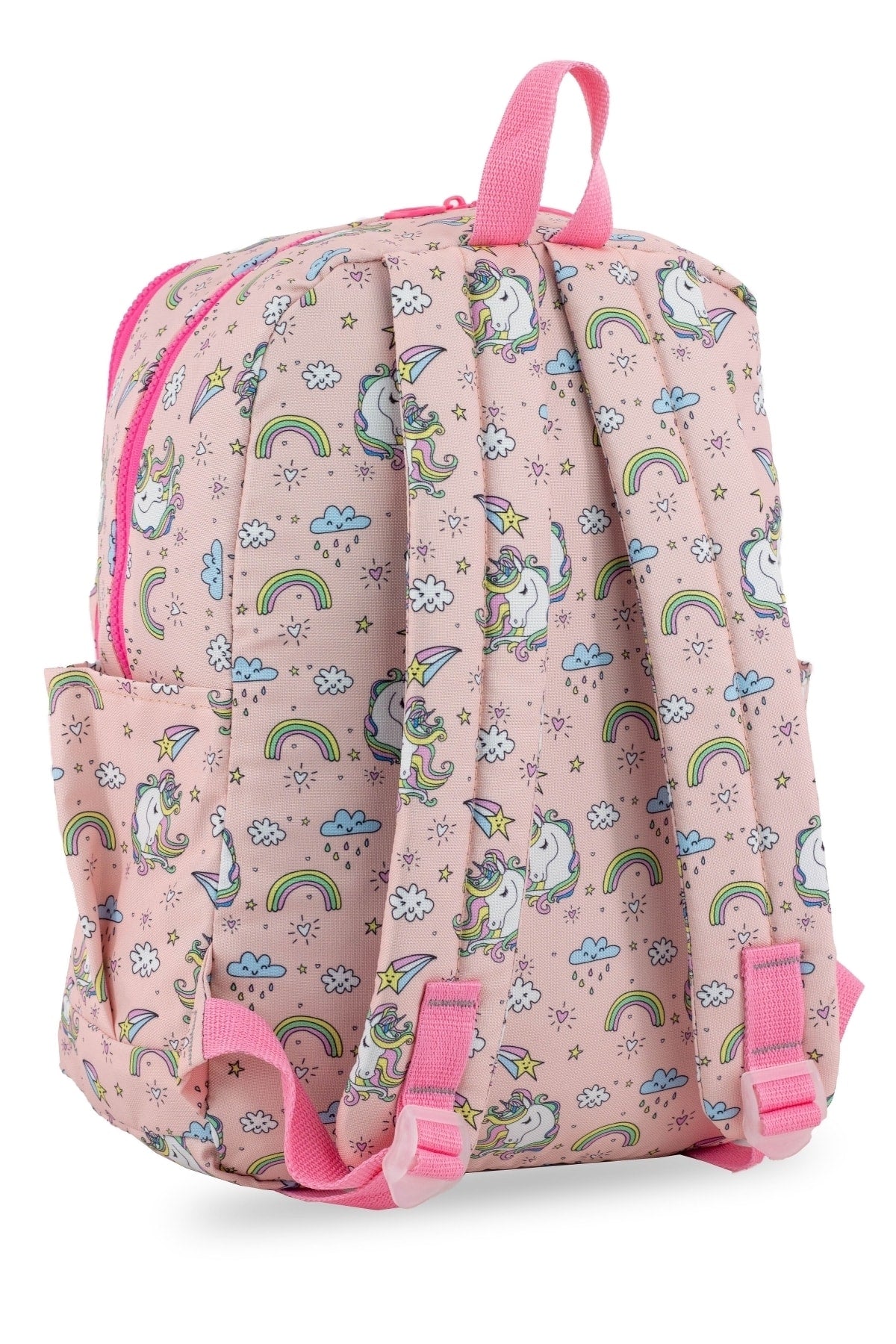 Rainbow Unicorn Pattern Pink 4-Compartment Washable Girls Primary School Backpack