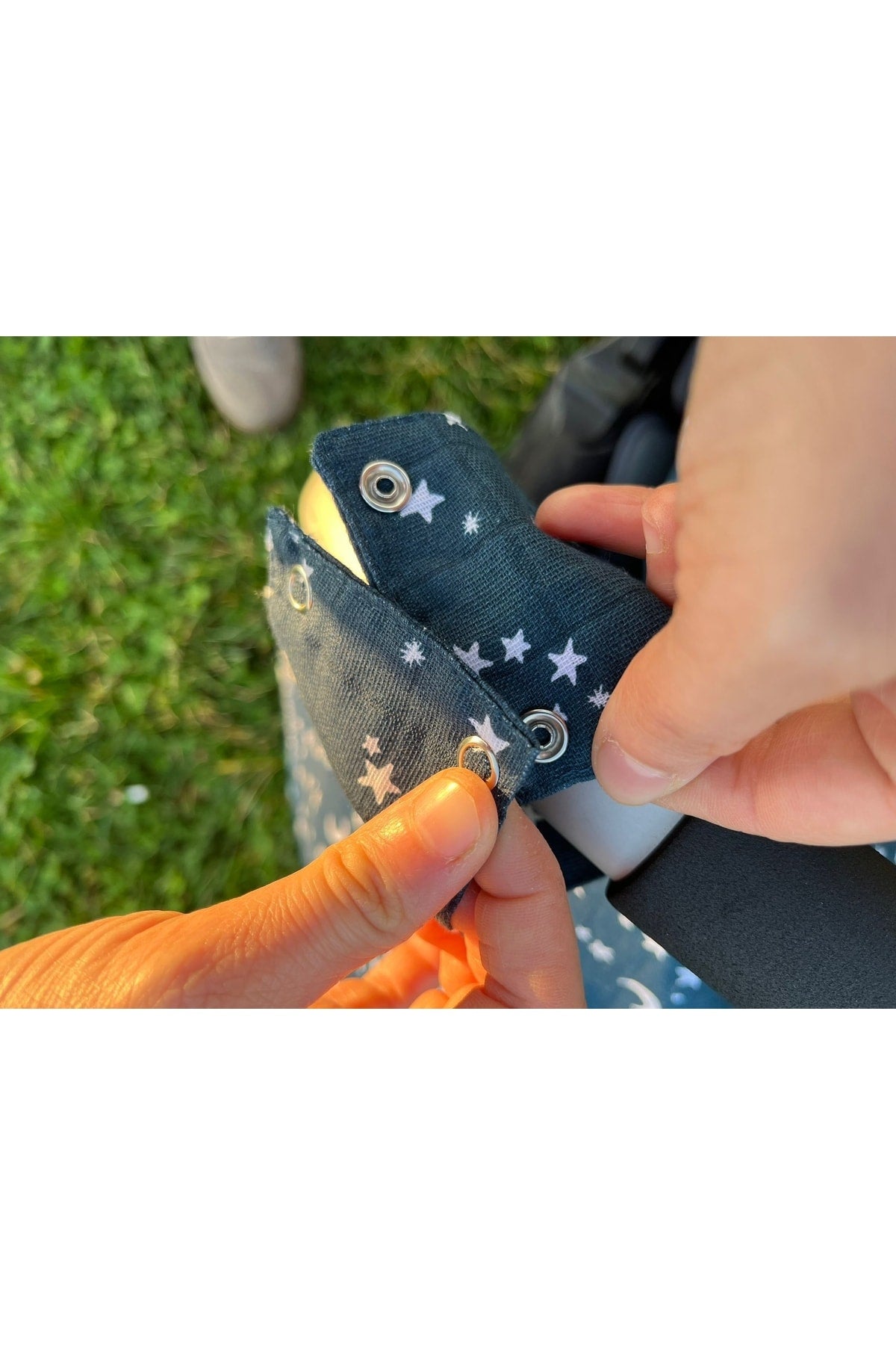 Run Baby Muslin Fabric Push-Up Stroller Cover (Naval Blue Yildiz) 75X100Cm