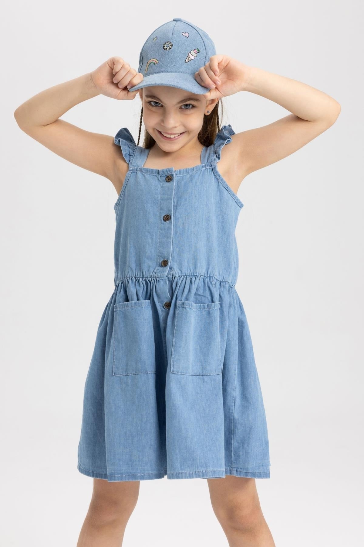 Girl Relax Fit Sleeveless Jean Dress