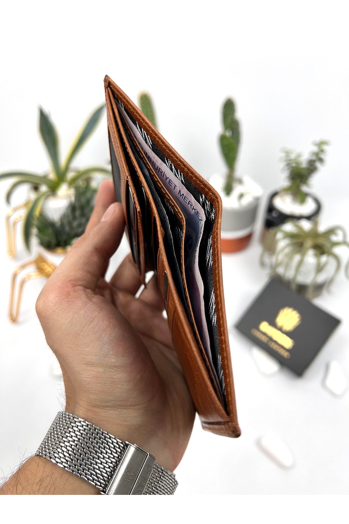 Genuine Tumbled Tan Leather Handy Polite Stylish Men'S Wallet