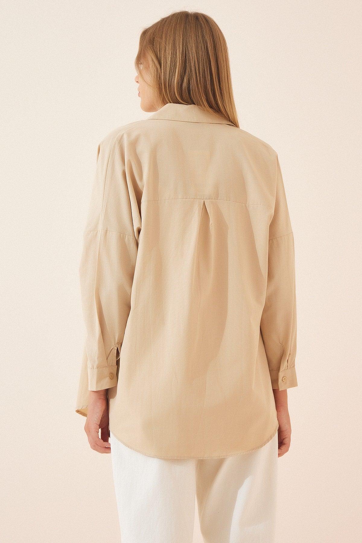 Women's Biscuit Oversize Long Basic Shirt DD00842 - Swordslife