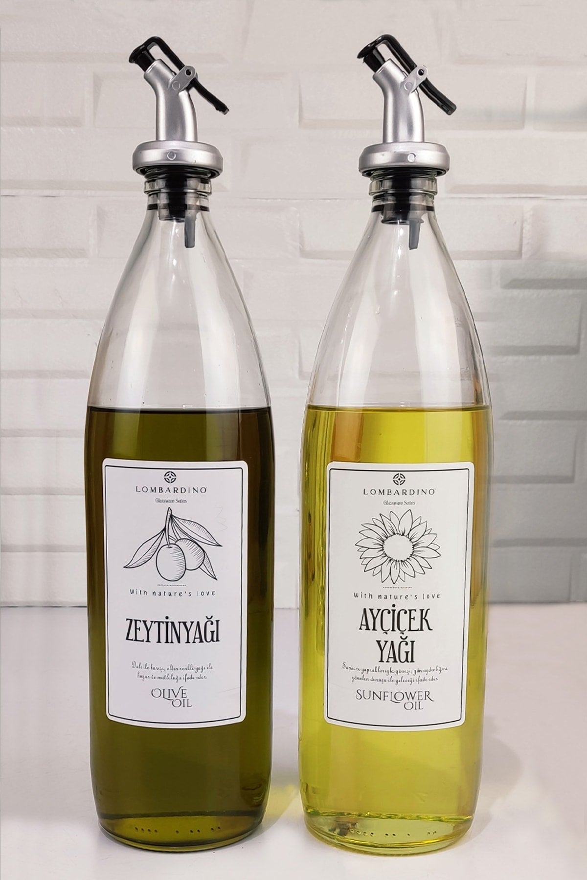 Vetro 2-Piece Olive Oil and Oil Bottle Oil Pot 1000 Ml Sh-003