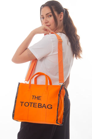 Women'S Orange Tote Bag Long Strap Bag And Shoulder Bag