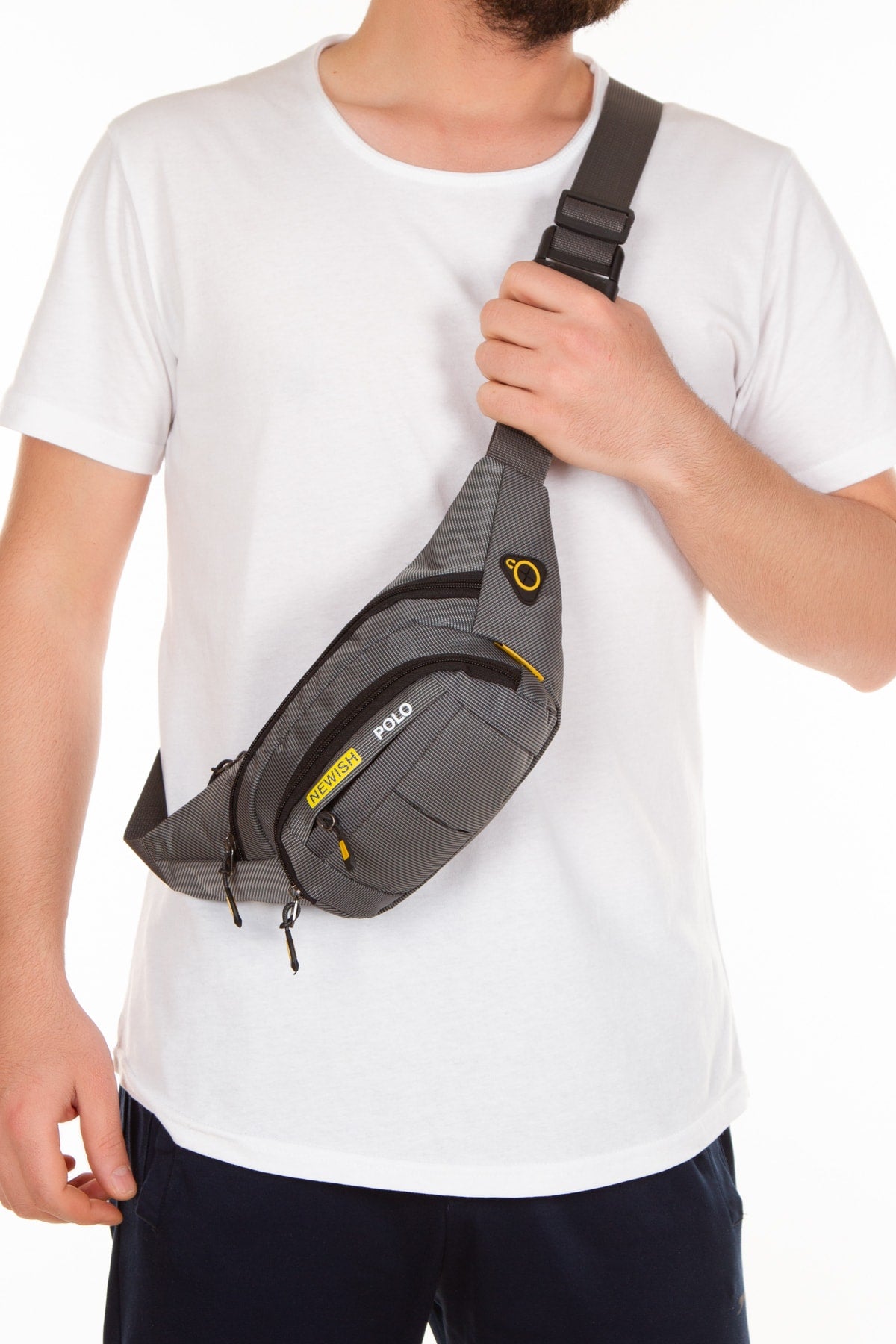 Waterproof Headphone Out Waist And Shoulder Bag Gray Freebag