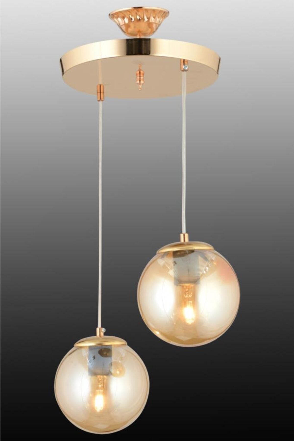 Pendant Lamp Set of 2 Gold Yellow Glop Glass Chandelier