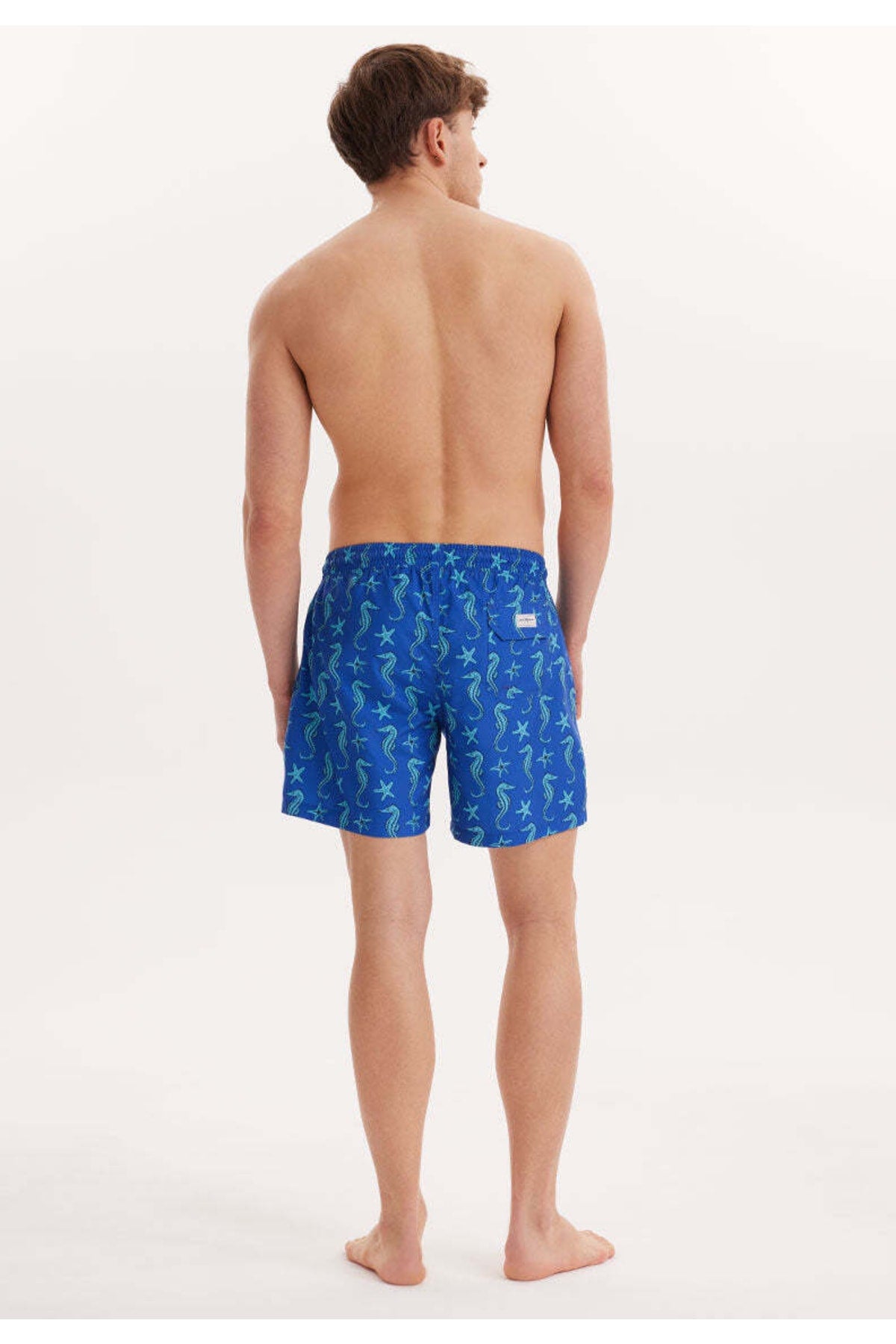 Men's Blue/turquoise Printed Marine Shorts Wmpattern Swımshorts