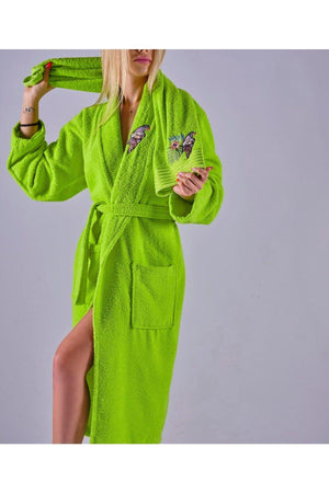 Alya Luxury Embroidered Cotton 2 Piece Bathrobe Set - Swordslife