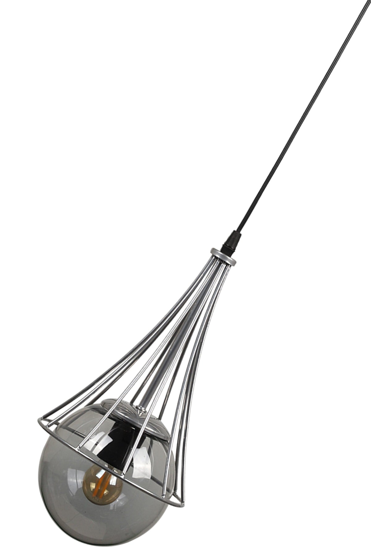 Lapis Single Chandelier Chrome-Smoked Glop Glass