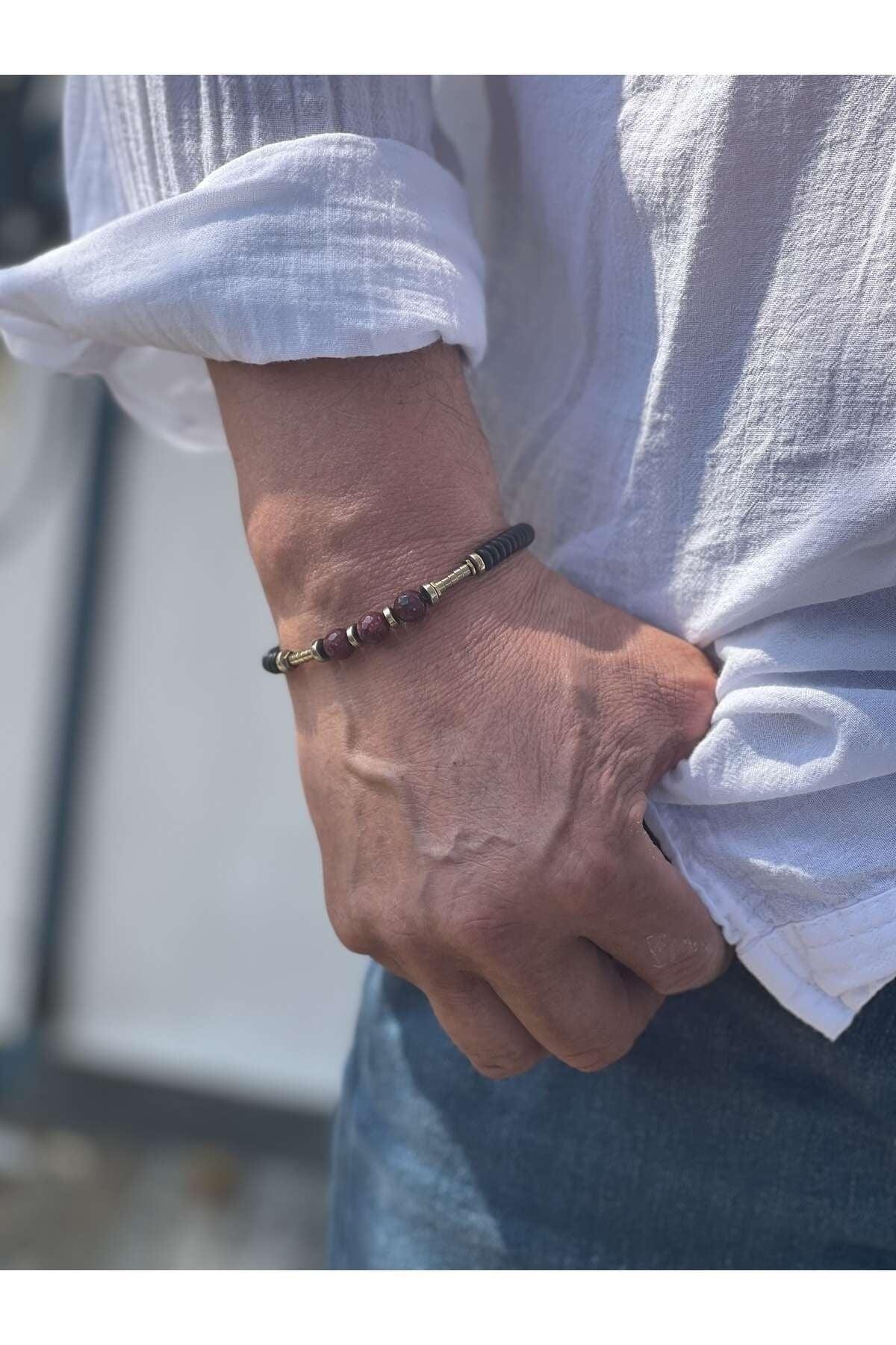 Red Hematite & Lava Stone Unisex Bracelet - Swordslife