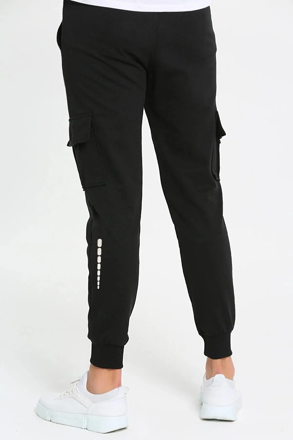 Unisex Reflector Print Detailed Commando Pocket Sweatpants