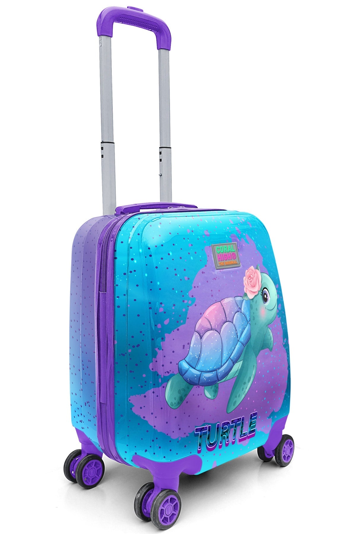 Kids Light Pink Blue Turtle Patterned Child Suitcase 16724