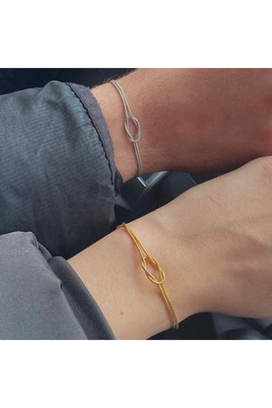Knot Pattern Couple-Friendship Bracelet Silver-Silver Color
