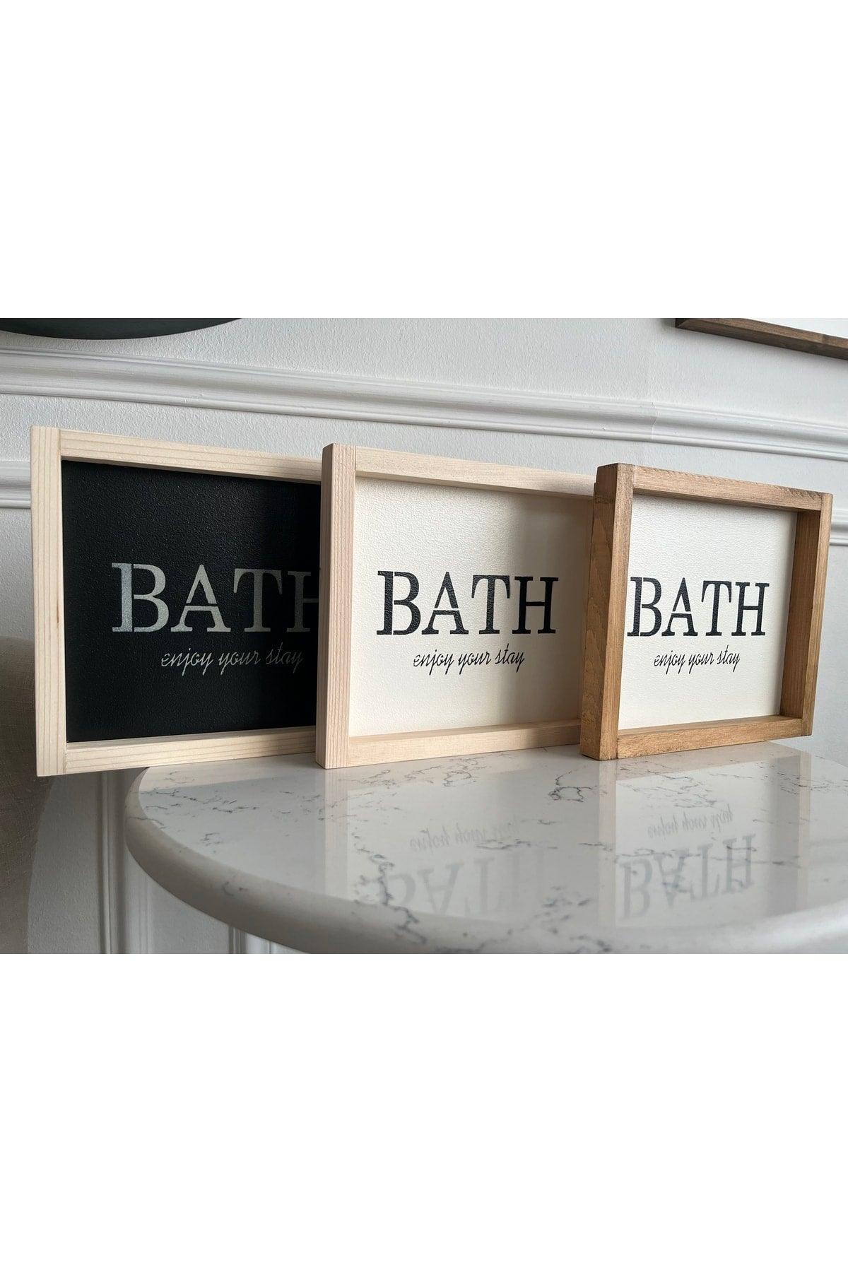 Wooden Natural Frame Black Bathroom Table ( Bath ) - Swordslife