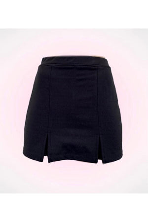 Black Double Slit Short Skirt - Swordslife
