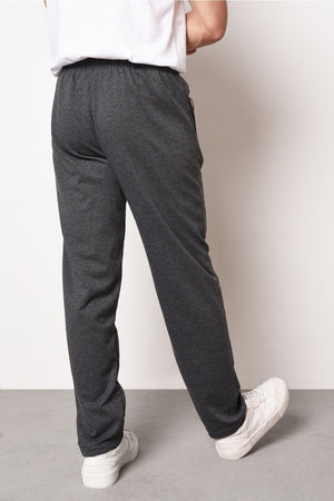 Anthracite Men'S Zipper Pocket Embroidery Detail Straight Leg Relaxed Cut Sweatpants