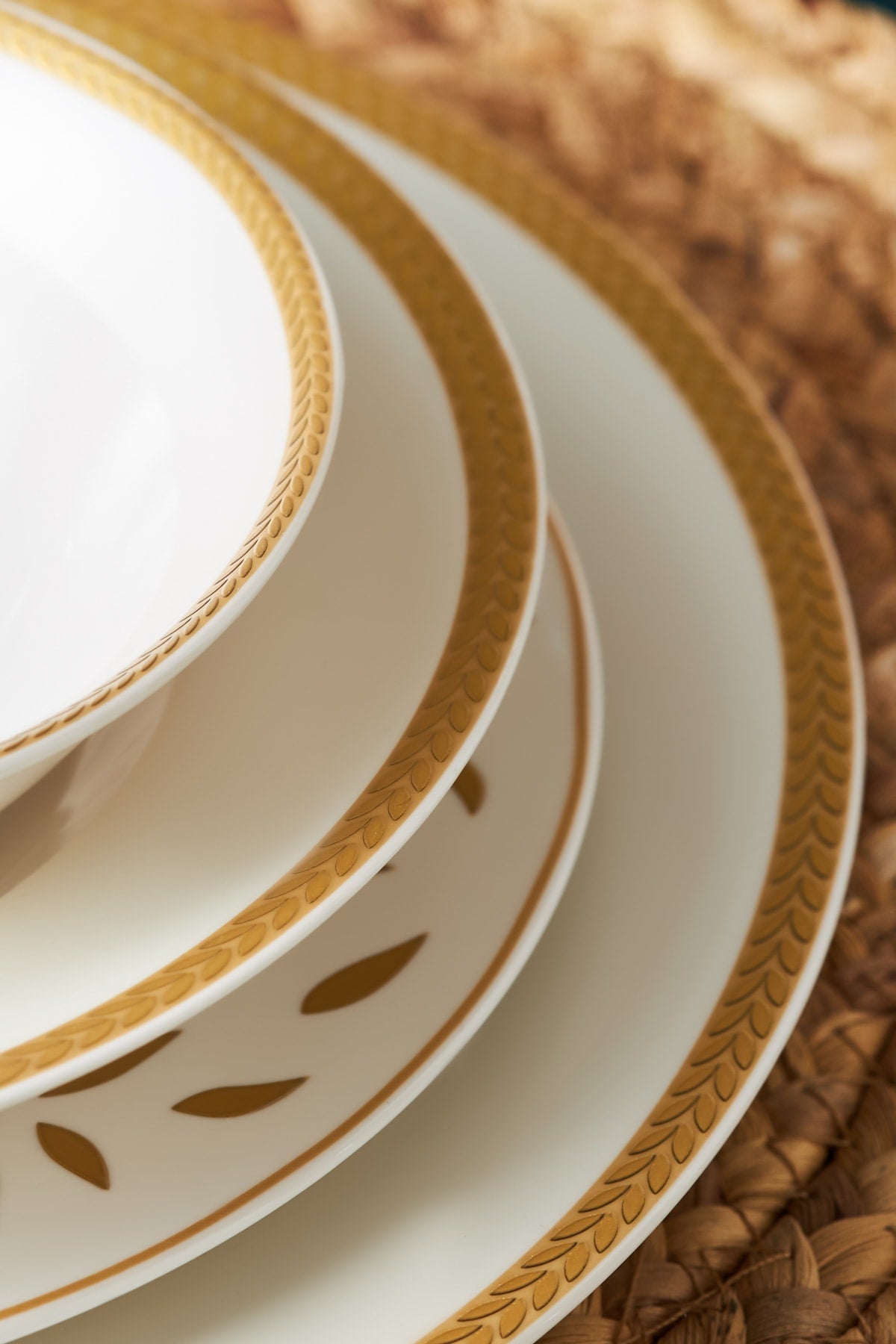 Roseanne Gold 24 Pcs Porcelain Dinnerware Set For 6 Persons