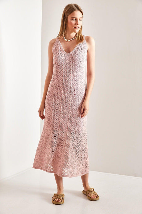 Women's Strap Openwork Summer Knitwear Dress - Swordslife