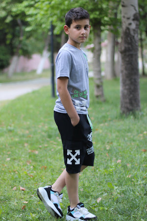 X Printed Men'S Capris Men'S Bottom-Top Tracksuit Set