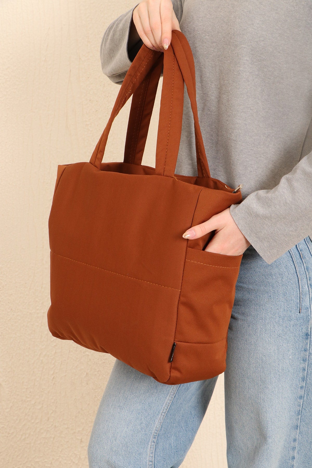 Tile U25 3 Compartment Side 2 Pocket Detailed Zipper Closure Canvas Women's Arm And Shoulder Bag B:35 E:35