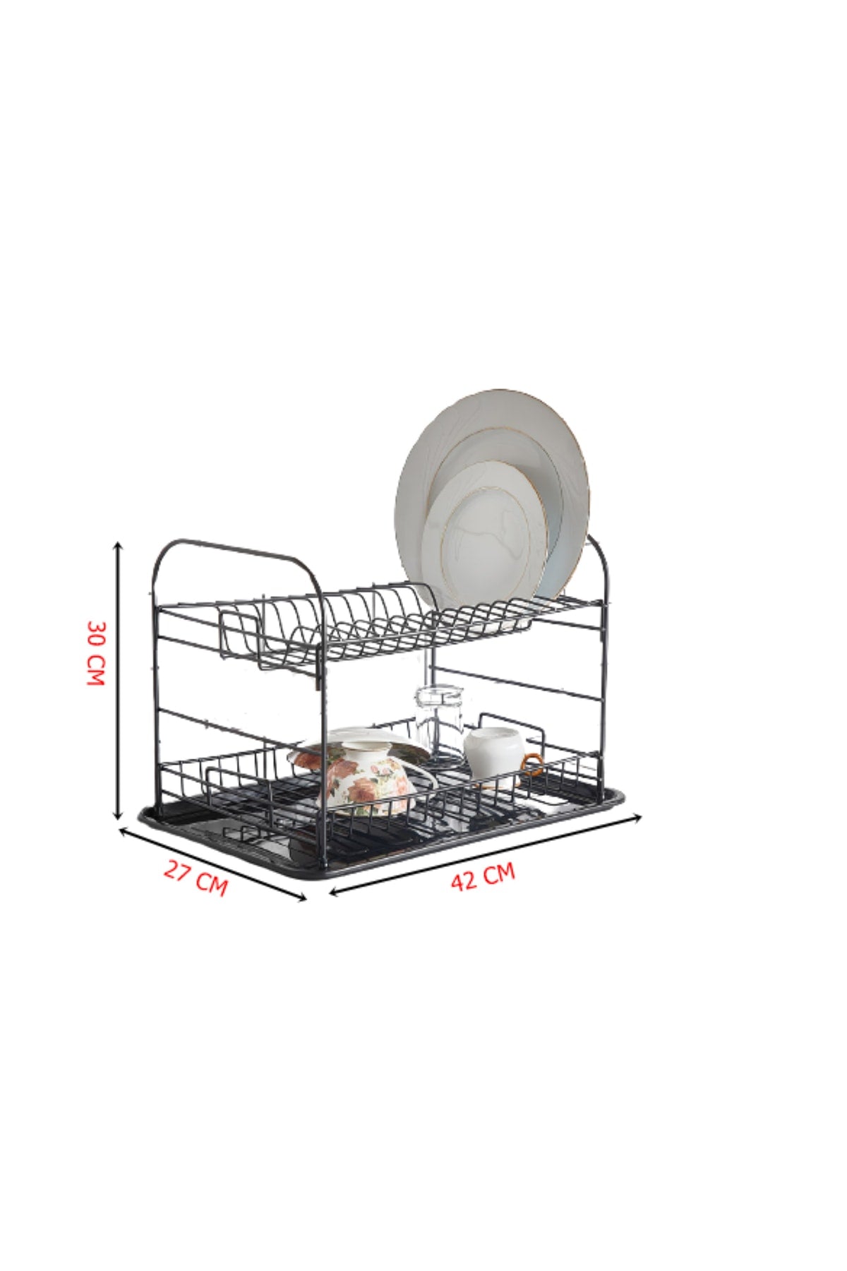 938 Matt Black Two Tier Tableware Rack - Plate Rack