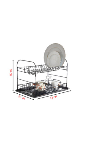 938 Matt Black Two Tier Tableware Rack - Plate Rack