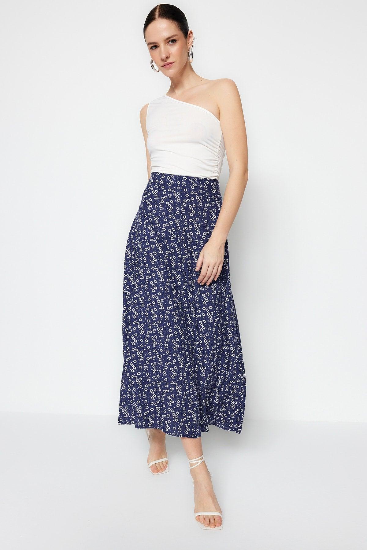 Blue Printed Woven Skirt TWOSS23ET00295 - Swordslife