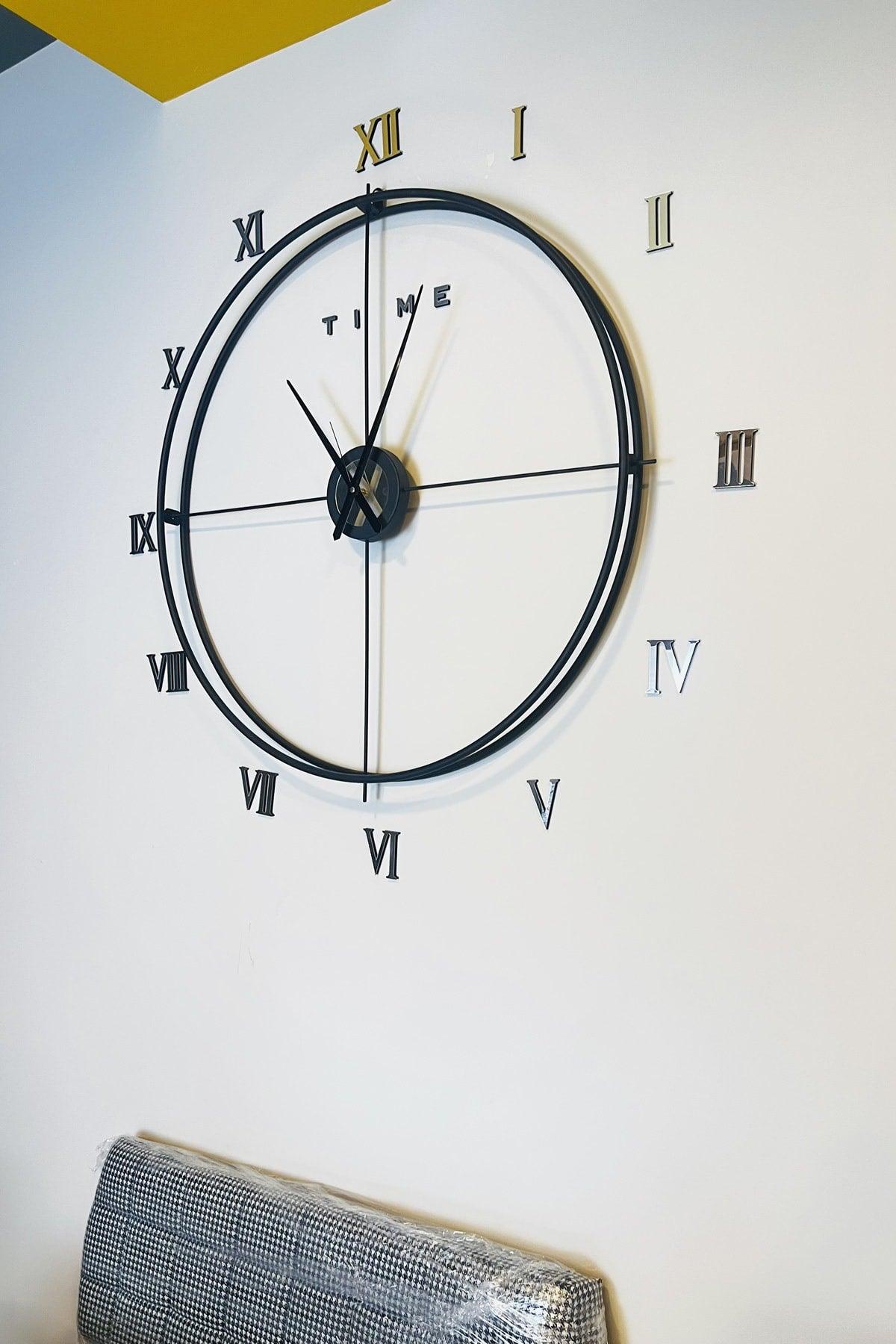 Roman Numeral Scandinavian 80 Cm Black, Special Design Decorative Metal Wall Clock - Swordslife