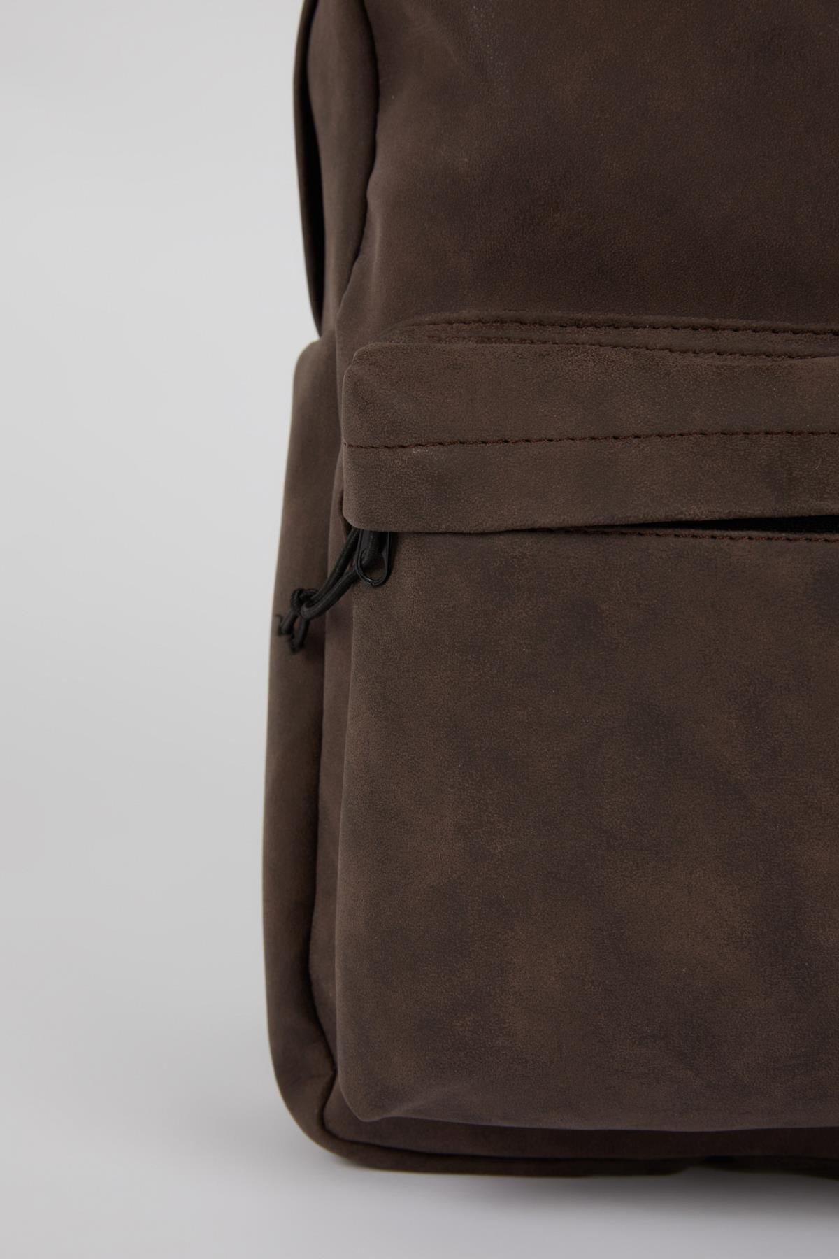 Men'S Large Faux Leather Backpack
