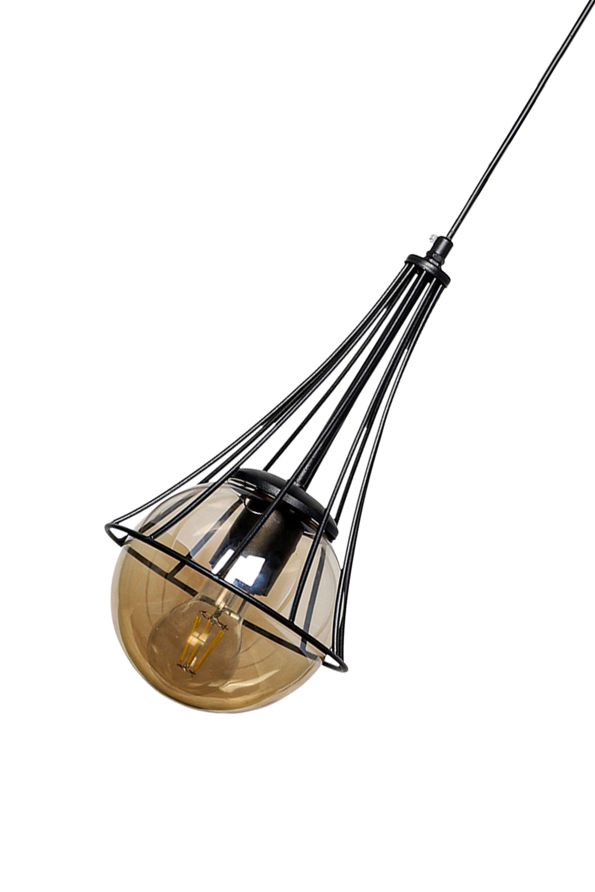 Lapis Single Black-Honey Globe Glass Chandelier