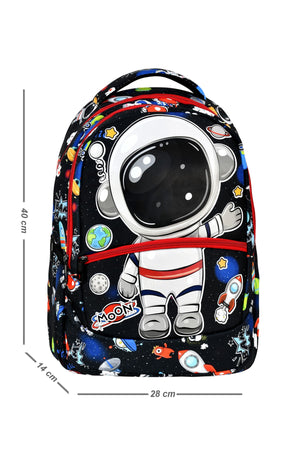 3-Pack Elementary School Astronaut Patterned School Bag With Food And Pencil Holder For Boys