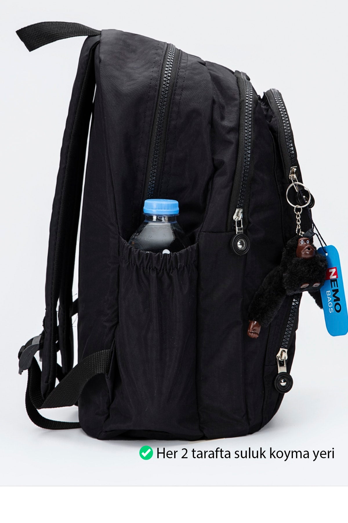 Fcstore Crinkle Fabric Waterproof Medium Size Black Clinker Backpack/Laptop School Bag