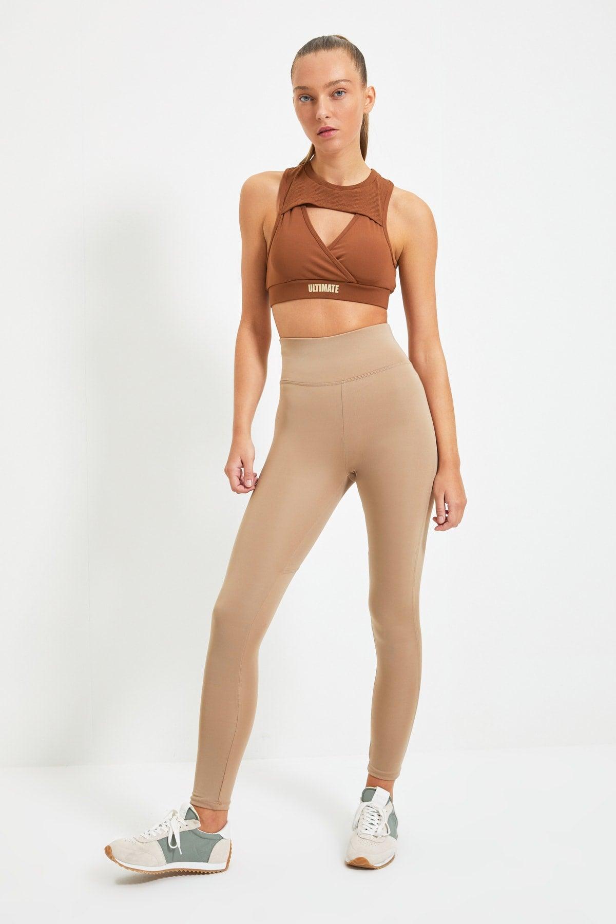 Camel Full Length Sports Tights with Push-Up TWOAW21TA0030 - Swordslife