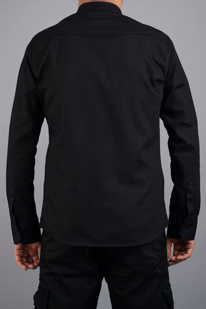 Slim Fit Men'S Denim Shirt Black