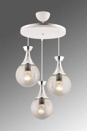 Minel 3 Piece Tray White Chrome Gilded Smoked Glop Glass Lighting
