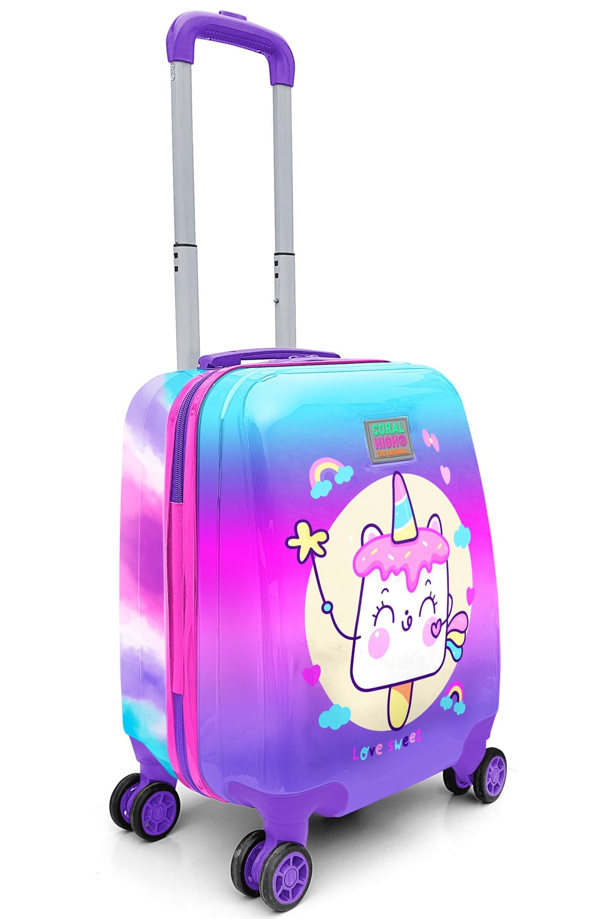 Kids Colorful Batik Unicorn Ice Cream Pattern Kid Suitcase 16721