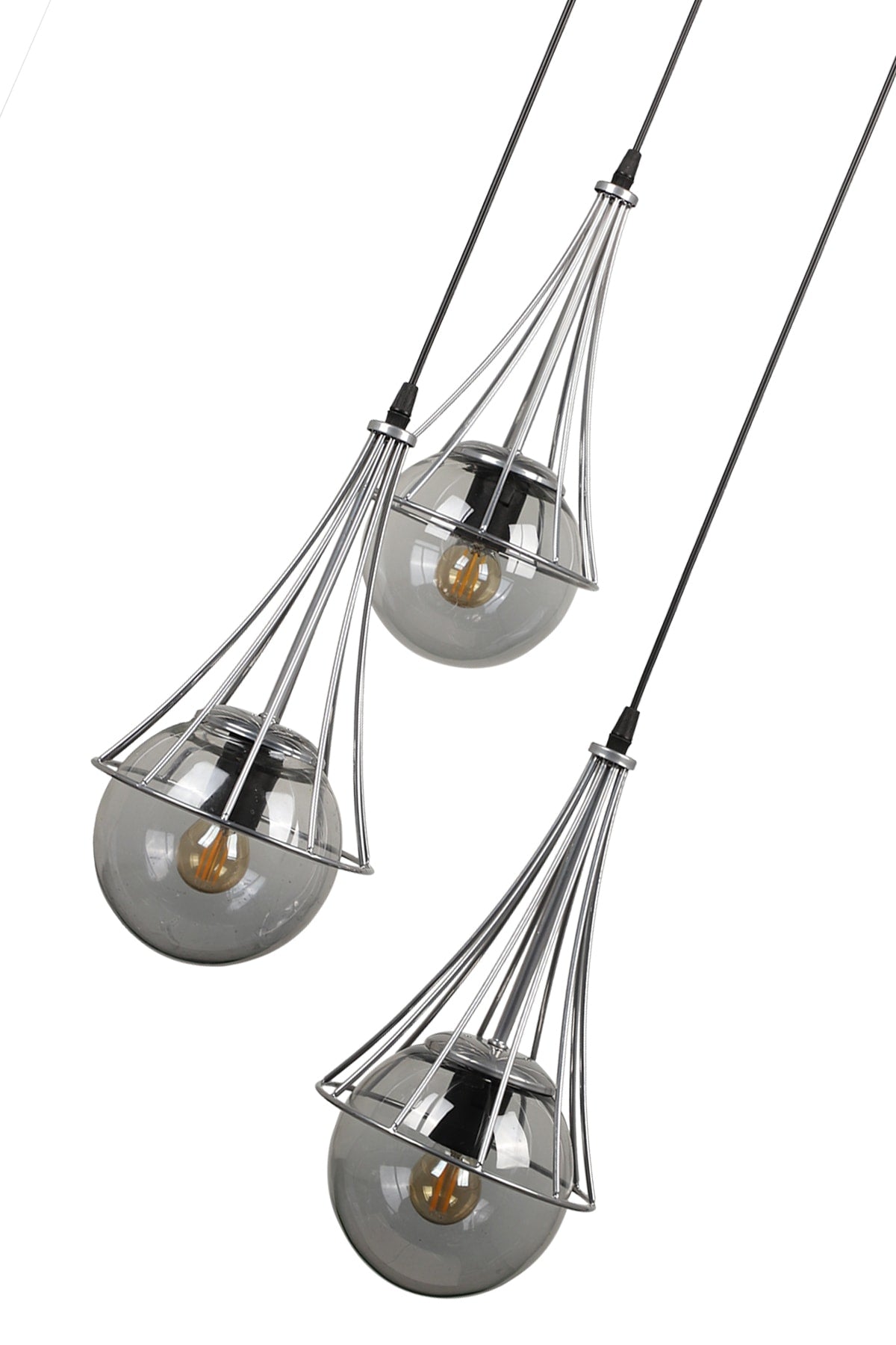 Lapis 3Rd Chandelier Chrome-Smoked Glop Glass