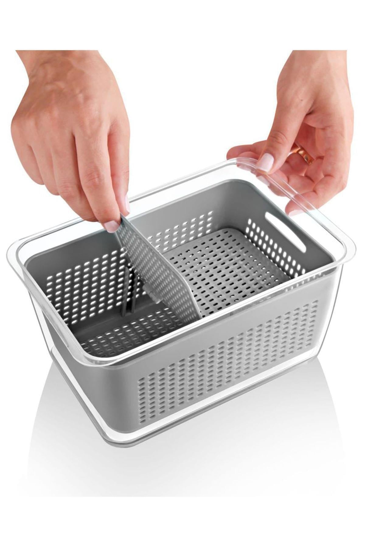 3 Sizes Refrigerator Fresh Vegetable Fruit Storage Container With Compartment Ventilation