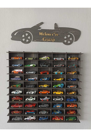 Toy Car Rack 50Pcs Tumbled Black (Suitable For Hotwheels And Matcbox Cars)