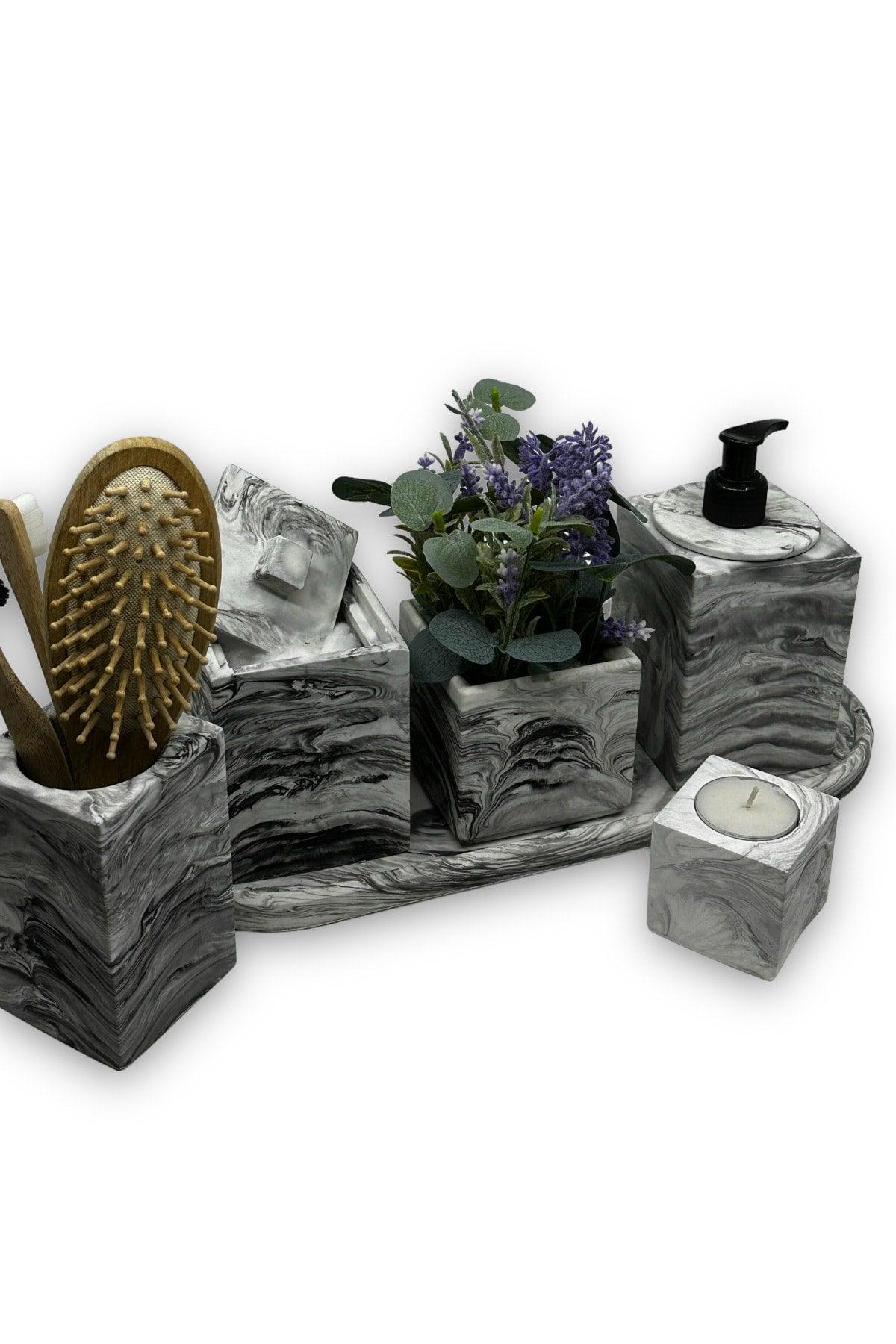 Marble Series Artificial Flower Bathroom Set - Swordslife