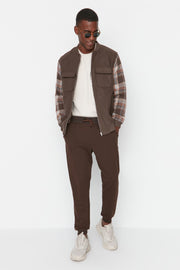 Brown Men'S Basic Regular/Normal Fit Elastic Jogger Sweatpants Tmnss20Ea0053