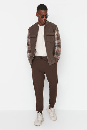 Brown Men'S Basic Regular/Normal Fit Elastic Jogger Sweatpants Tmnss20Ea0053