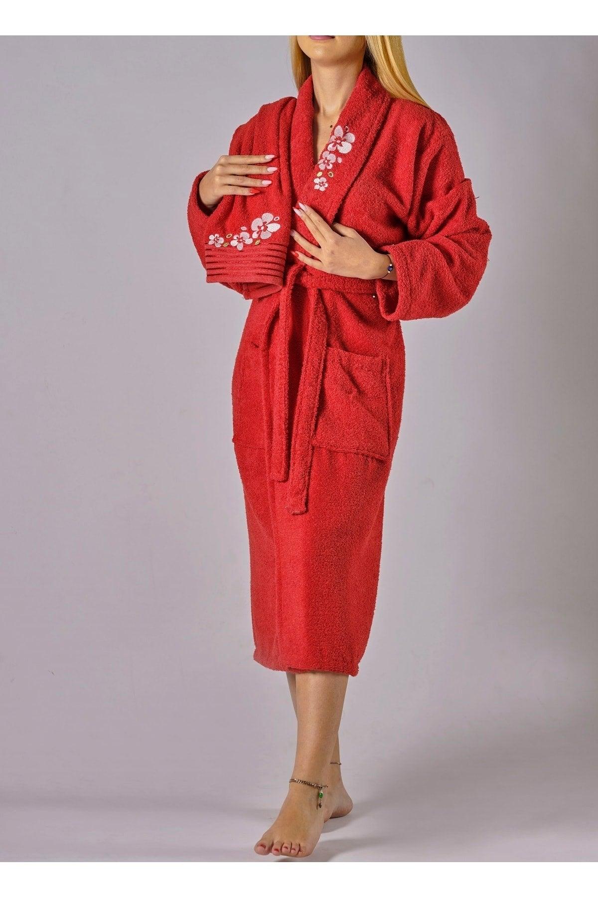 Alya Luxury Embroidered Cotton 2 Piece Bathrobe Set - Swordslife