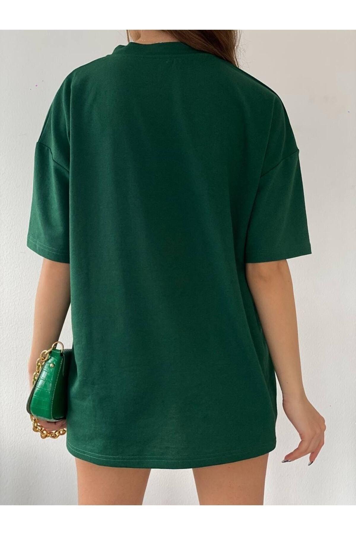 Unisex Green Crew Neck Cotton Oversize Boyfriend T-shirt - Swordslife