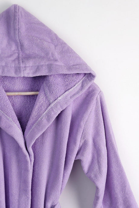 100% Cotton Hooded Velvet Lilac Teen Robe / Waitress Size - Swordslife