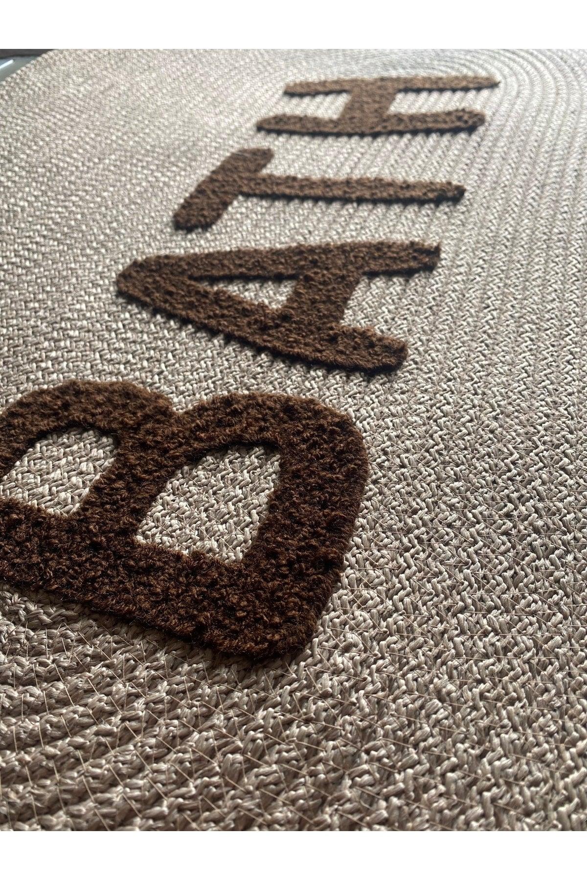 Wicker Hand Knitted Bath Mat with Lettering 60 X 100 - Swordslife