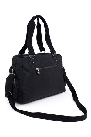 Women'S Black Crinkle Multi-Cell Shoulder Bag