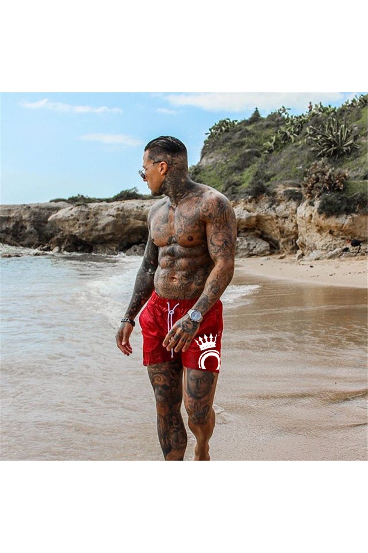 Men'S Printed Standard Size Marine Shorts