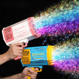 Bubble Gun Rocket 69 Holes Soap Bubbles Machine Gun Shape Automatic Blower With Light Toys For Kids Pomperos - Swordslife